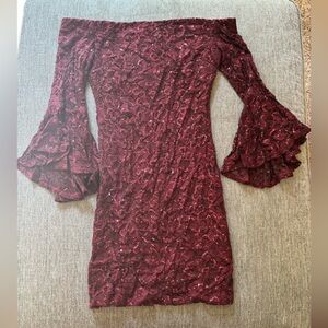 Burgundy sequins off the shoulder homecoming dress, worn once